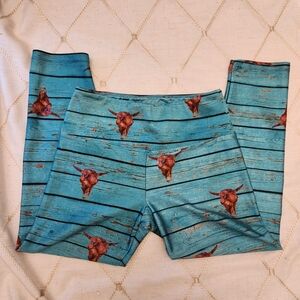 Goldsheep Blue and Brown Skull Pattern Leggings